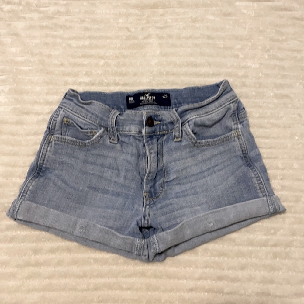 Light blue denim shorts